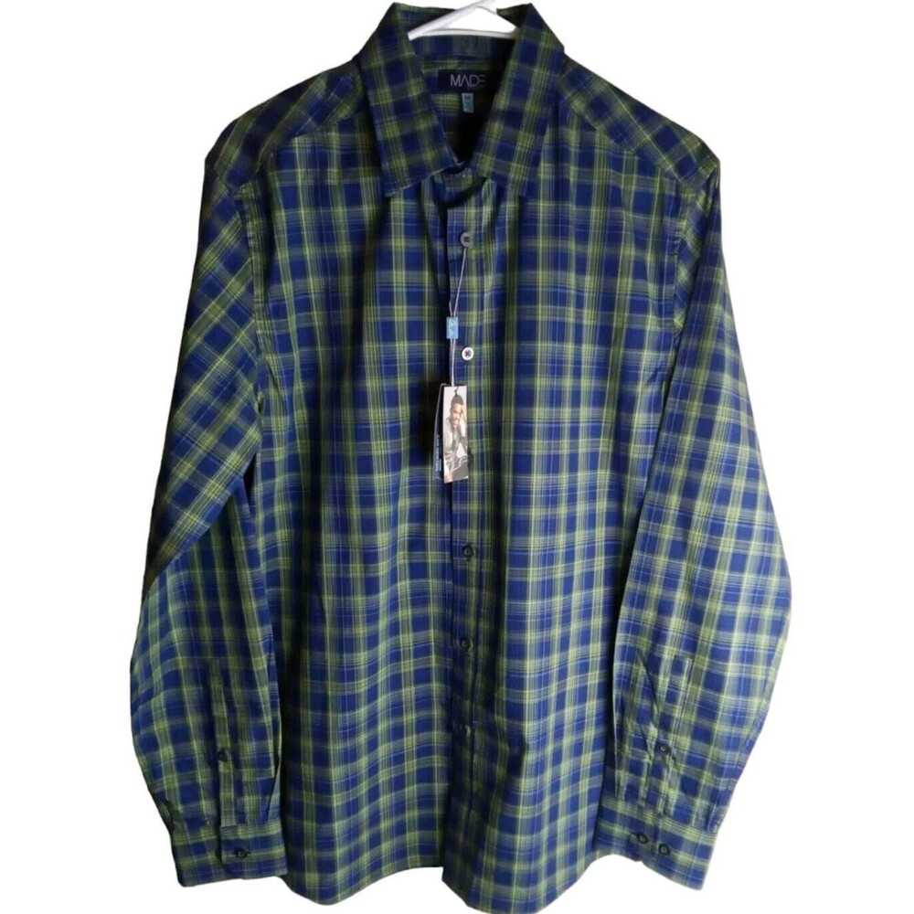 Made Cam Newton Men's Shirt Size M Plaid Long Sleeve Button NEW